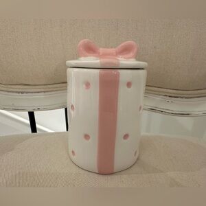 Ceramic Bow & Polka Dot Tea Canister NWT